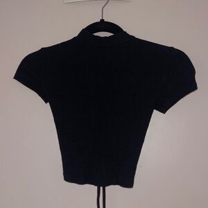 Black tied back crop top